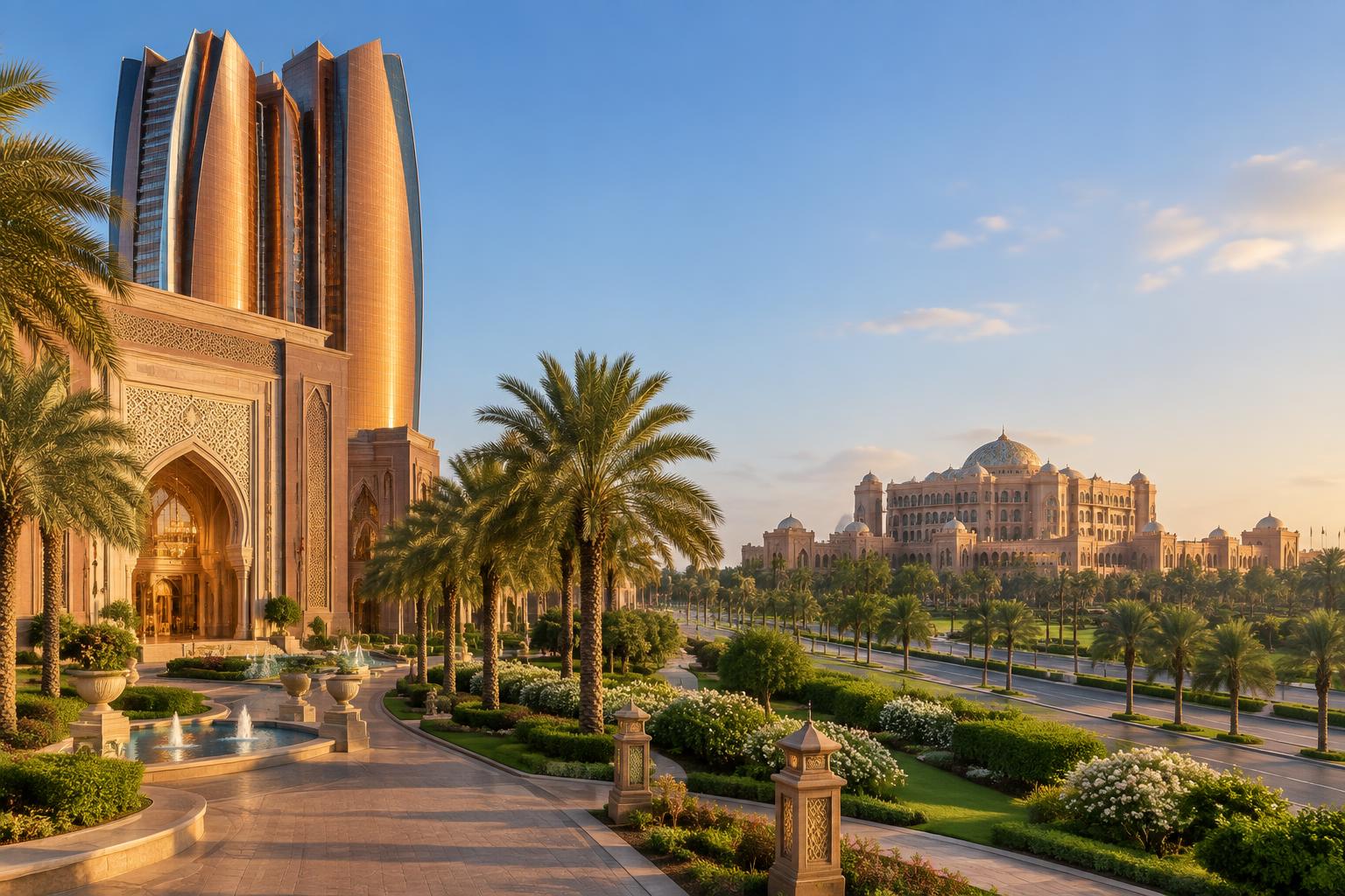 An artist’s view of Bab Al Qasr with Emirates Palace in Abu Dhabi